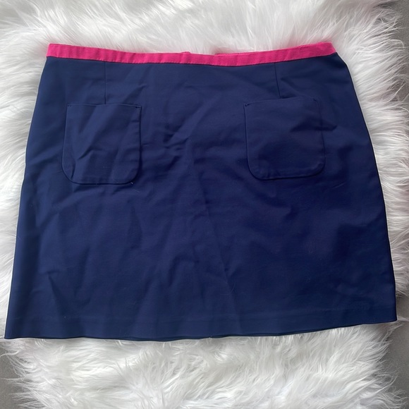 H&M Navy Blue Mini Skirt w/ Hot Pink Trim & Front pockets. Size 8 - Picture 4 of 6
